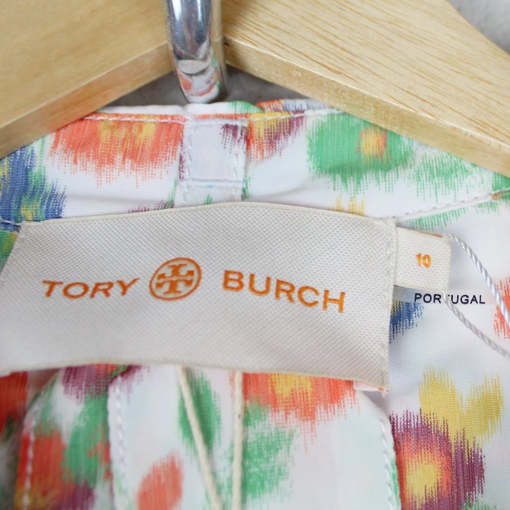 NEW Tory Burch Double-breast Runway Trench Coat, Tossed Confetti, Size10, Belted - Picture 7 of 16